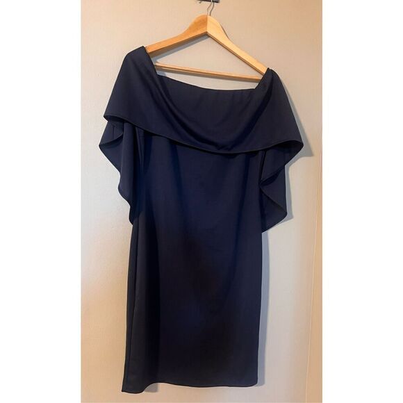 Grace Karin L Off Shoulder Batwing Cape Knee Length Dress Blue Cocktail Party - Picture 7 of 10